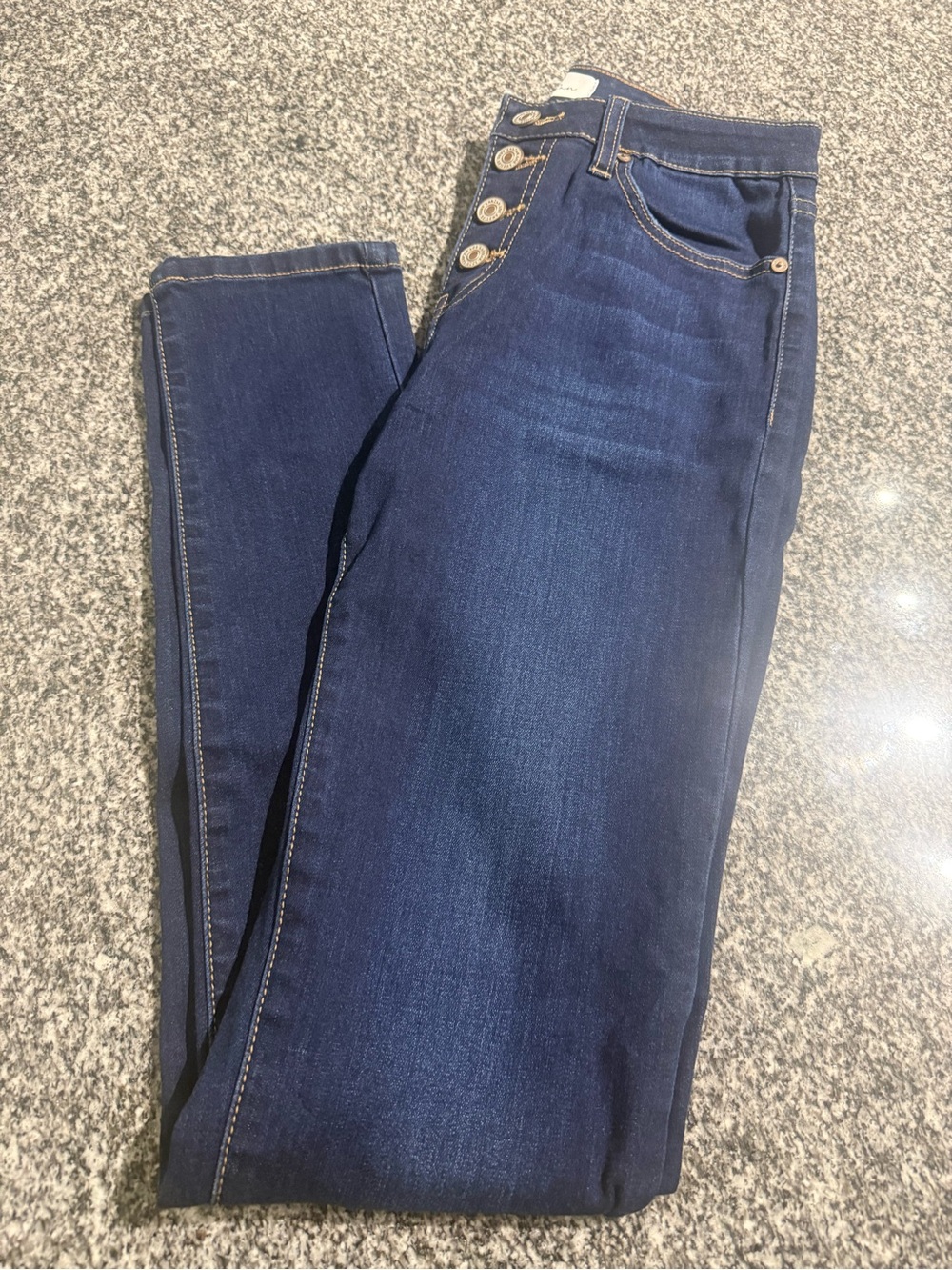 KanCan Dark Blue High-Rise Skinny Jeans with Button Fly